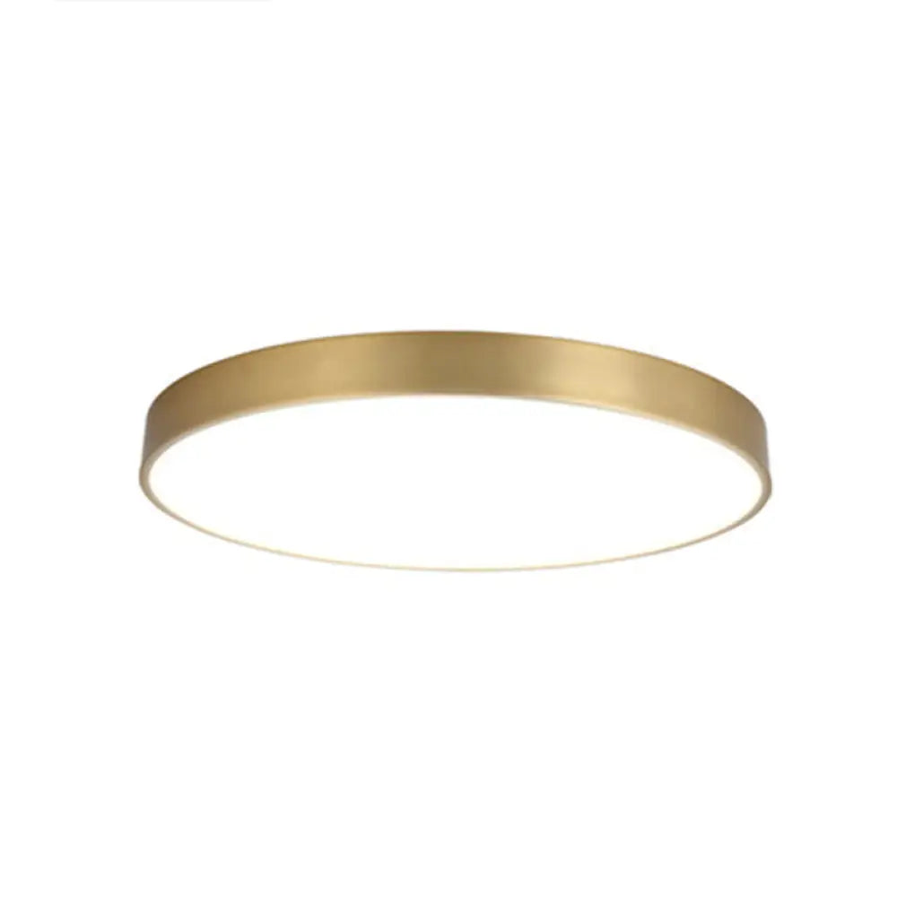 Minimalist Metal Flush Mount Ceiling Light For Bedroom Gold / 16