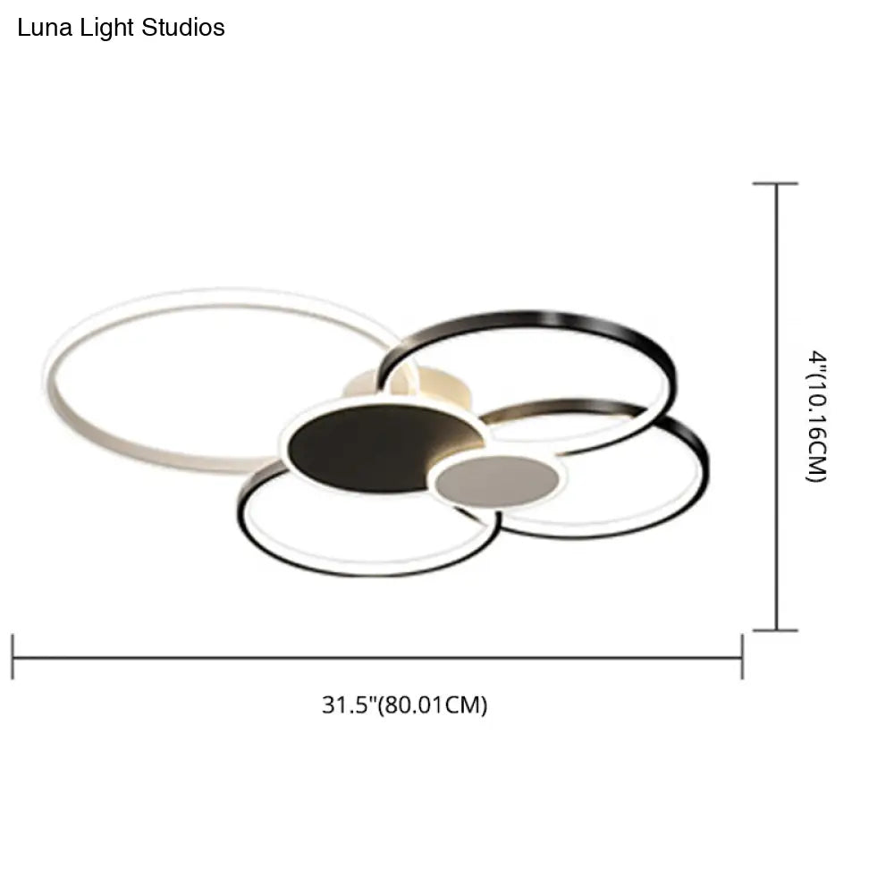 Minimalist Metal Led Ceiling Light For Living Room - Flush Mount Circlet Fixture