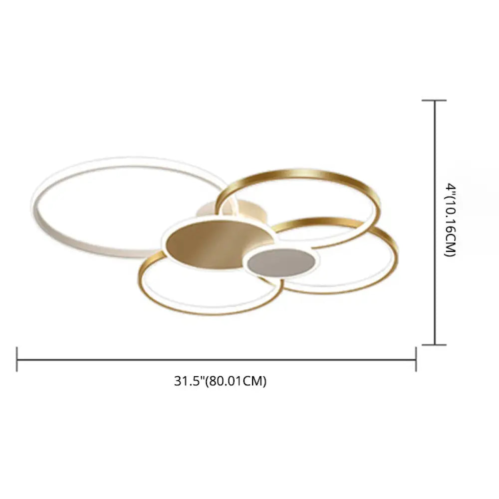 Minimalist Metal Led Ceiling Light For Living Room - Flush Mount Circlet Fixture