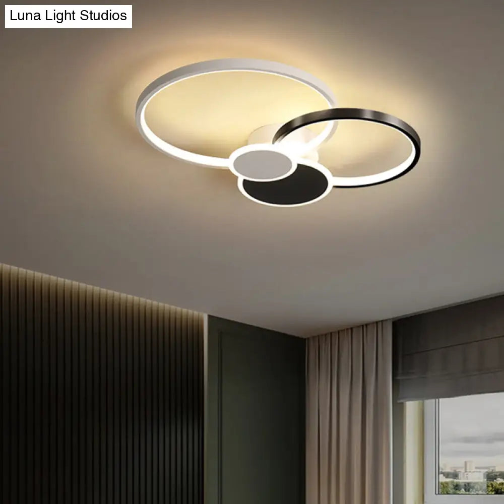 Minimalist Metal Led Ceiling Light For Living Room - Flush Mount Circlet Fixture