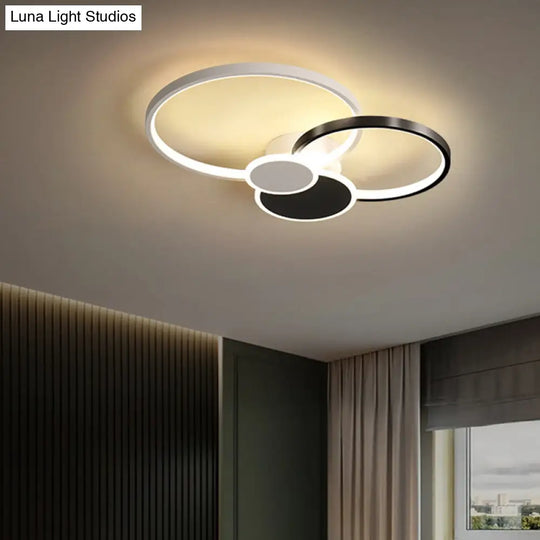 Minimalist Metal Led Ceiling Light For Living Room - Flush Mount Circlet Fixture