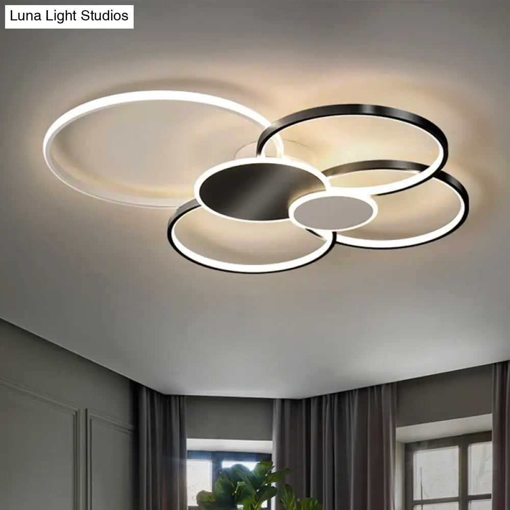 Minimalist Metal Led Ceiling Light For Living Room - Flush Mount Circlet Fixture