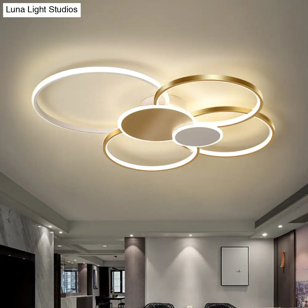 Minimalist Metal Led Ceiling Light For Living Room - Flush Mount Circlet Fixture