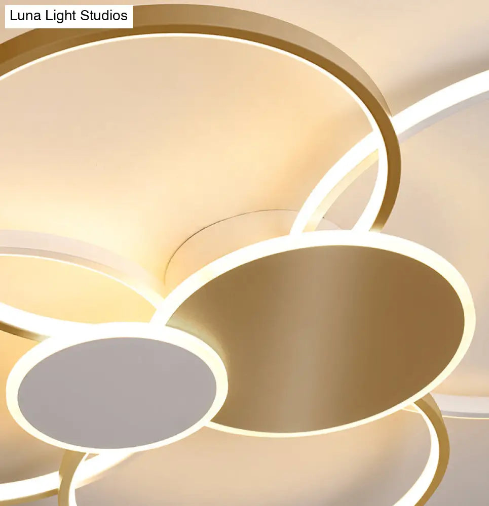 Minimalist Metal Led Ceiling Light For Living Room - Flush Mount Circlet Fixture