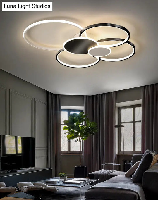 Minimalist Metal Led Ceiling Light For Living Room - Flush Mount Circlet Fixture