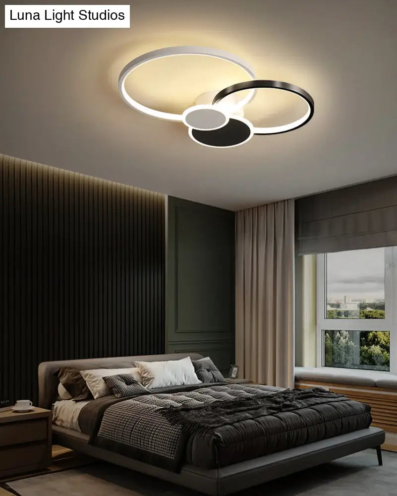 Minimalist Metal Led Ceiling Light For Living Room - Flush Mount Circlet Fixture