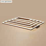 Minimalist Metal Led Flush Mount Ceiling Light With Multi-Tiered Rectangle Design For Living Room In