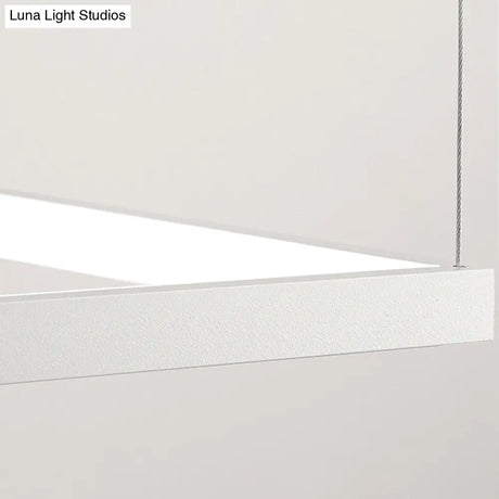 Minimalist Led Hanging Lamp Kit - Metal White Rectangle 3 Width Options Light Temperatures