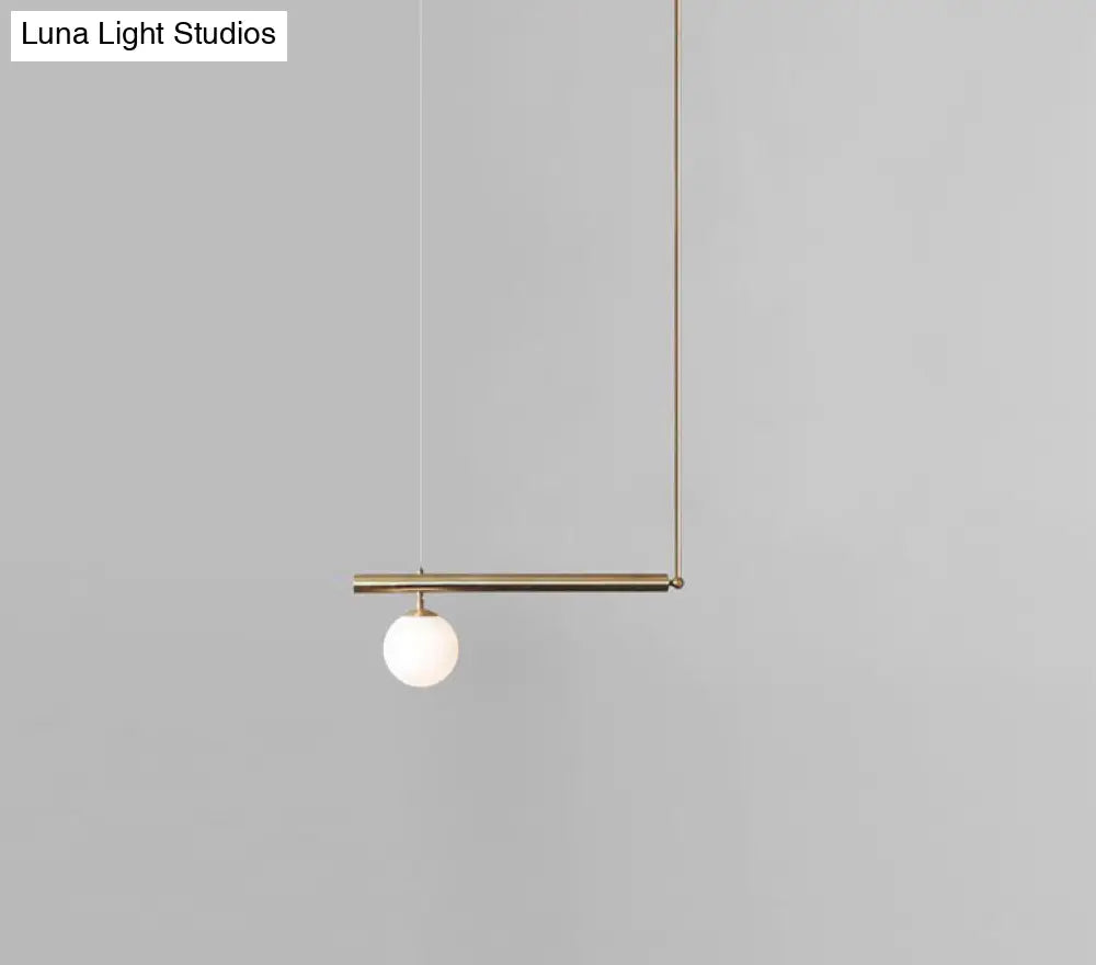 Minimalist Metal Pendant Lighting With Gold Accents - Modern Globe Glass Island Ceiling Light For