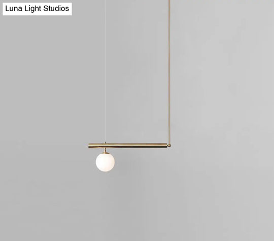 Minimalist Metal Pendant Lighting With Gold Accents - Modern Globe Glass Island Ceiling Light For