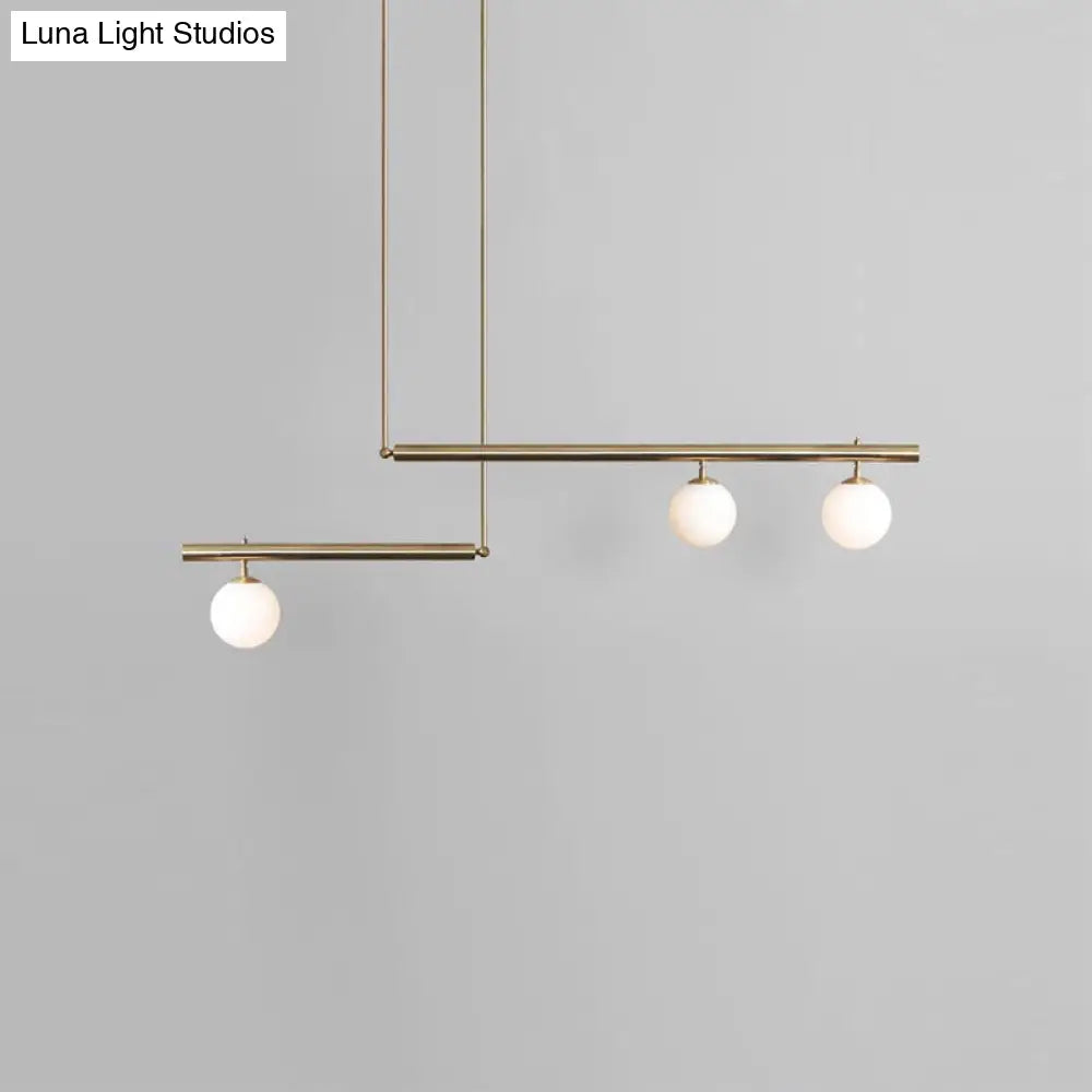 Minimalist Metal Pendant Lighting With Gold Accents - Modern Globe Glass Island Ceiling Light For