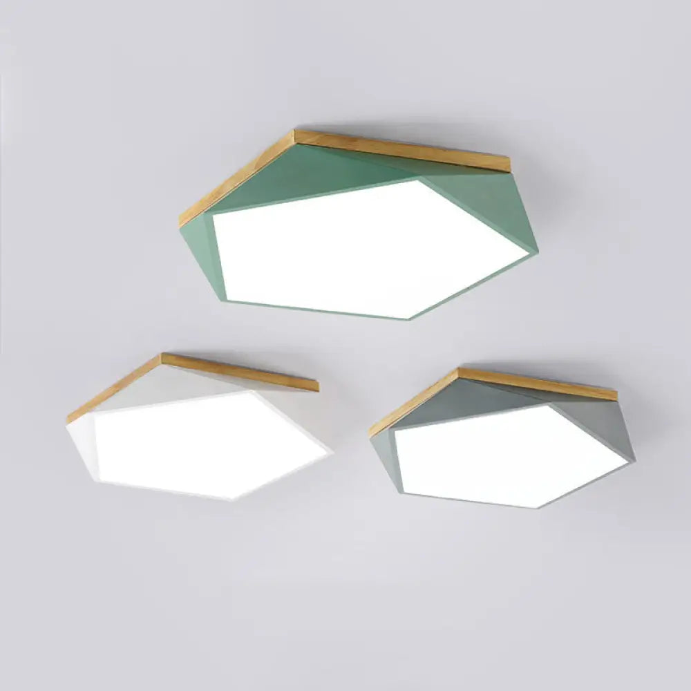 Minimalist Metal Pentagon Flush Mount Led Ceiling Light