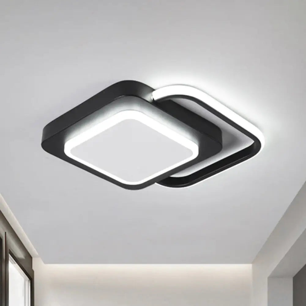 Minimalist Metal Rhombus Led Flush Ceiling Lamp - Black With White/Warm Light (Customizable In 15