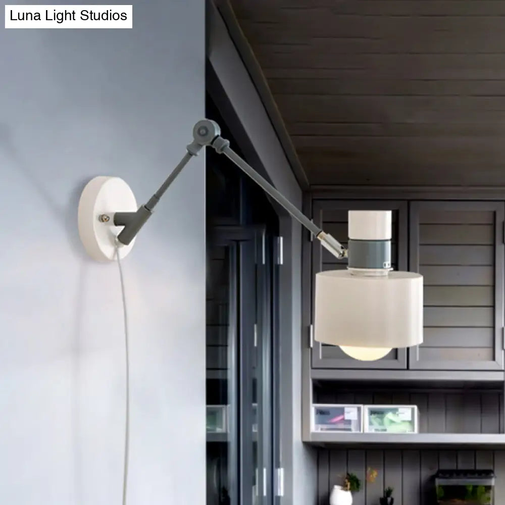 Minimalist Metal Wall Sconce Grey Lighting For Living Room - 5.5/6/7 With 1 Head