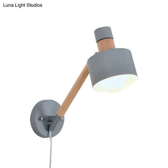 Minimalist Metal Wall Sconce Grey Lighting For Living Room - 5.5/6/7 With 1 Head