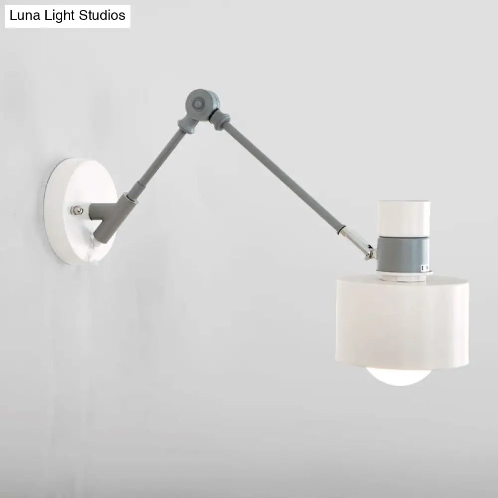 Minimalist Metal Wall Sconce Grey Lighting For Living Room - 5.5/6/7 With 1 Head