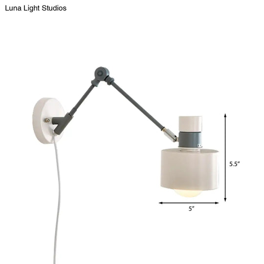 Minimalist Metal Wall Sconce Grey Lighting For Living Room - 5.5/6/7 With 1 Head