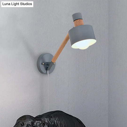 Minimalist Metal Wall Sconce Grey Lighting For Living Room - 5.5/6/7 With 1 Head