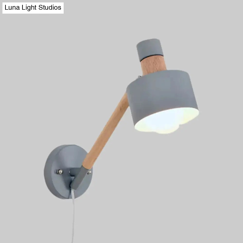Minimalist Metal Wall Sconce Grey Lighting For Living Room - 5.5/6/7 With 1 Head
