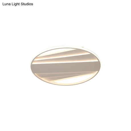 Minimalist Metallic Flush Mount Light Fixture In Warm/White Led 16’/19.5’ W