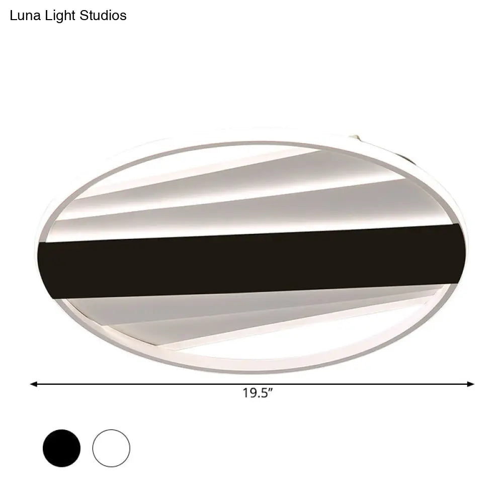 Minimalist Metallic Flush Mount Light Fixture In Warm/White Led 16’/19.5’ W