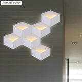 Minimalist Metallic Geometric Wall Mount Light: Cubic Shape 1/2-Light White Lamp For Corridor