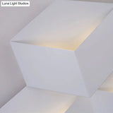 Minimalist Metallic Geometric Wall Mount Light: Cubic Shape 1/2-Light White Lamp For Corridor