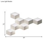 Minimalist Metallic Geometric Wall Mount Light: Cubic Shape 1/2-Light White Lamp For Corridor