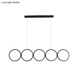 Minimalist Metallic Led Black Island Suspension Lamp - Warm/White Light 31.5/39.5