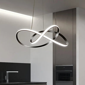Minimalist Metallic Led Pendant Chandelier - Knotting Ceiling Light For Restaurants (Black) Black