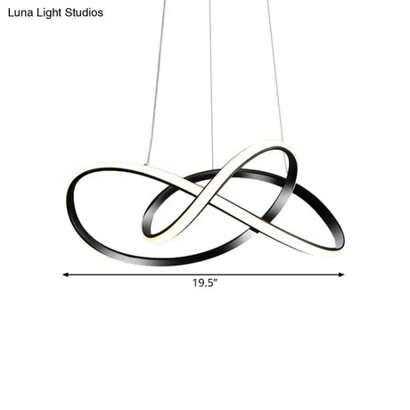 Minimalist Metallic Led Pendant Chandelier - Knotting Ceiling Light For Restaurants (Black)
