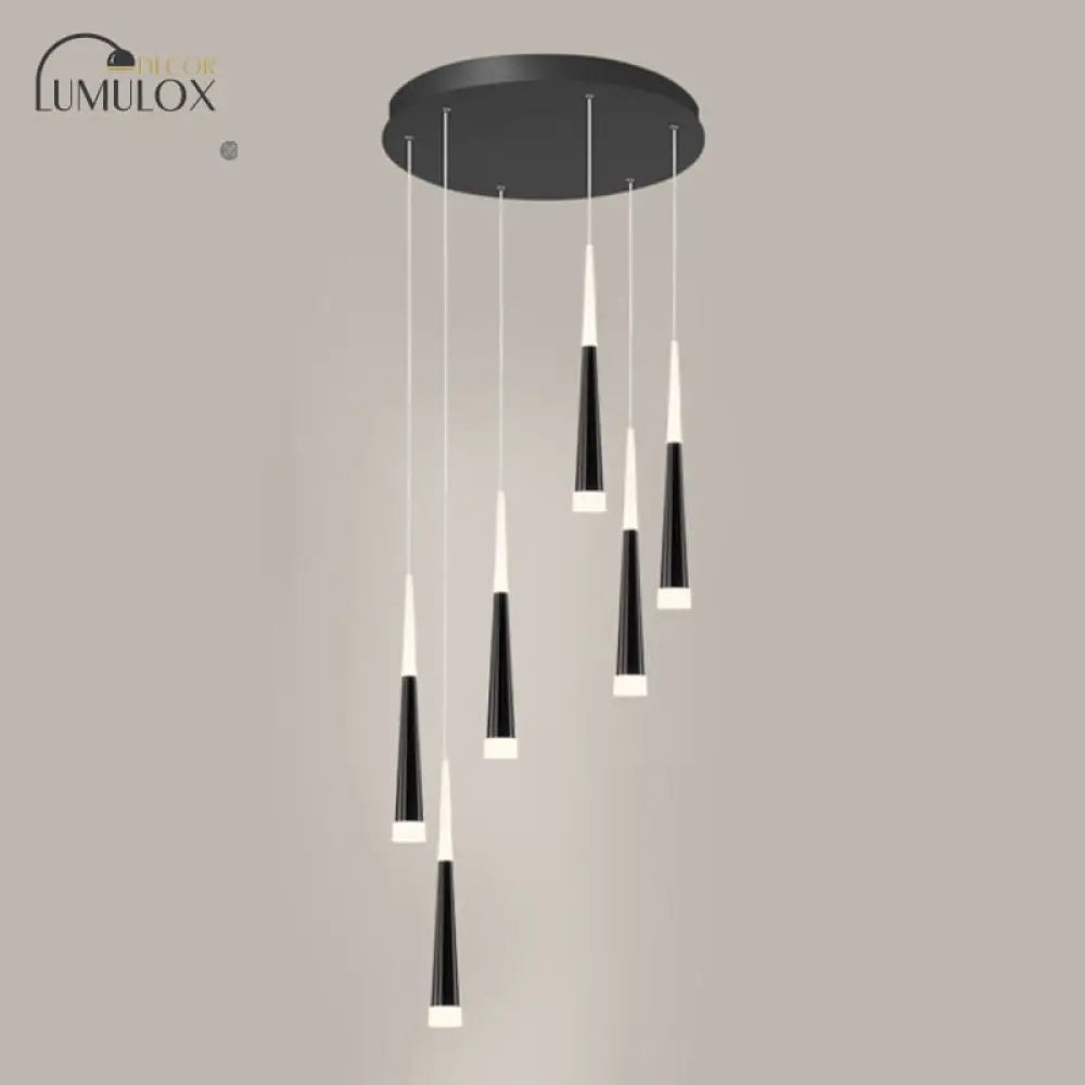 Minimalist Metallic Multi Ceiling Light Staircase Suspension Lighting With Acrylic Shade 6 / White