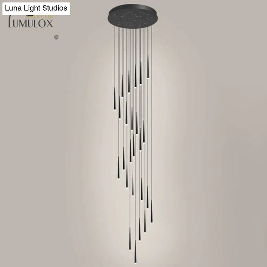 Minimalist Metallic Multi Ceiling Light Staircase Suspension Lighting With Acrylic Shade Pendant