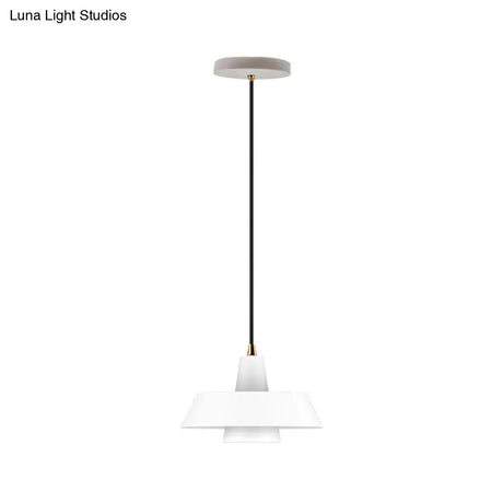 Minimalist Metallic Pendant Lamp: Black/White/Green Capped Hanging Lighting For Bedroom