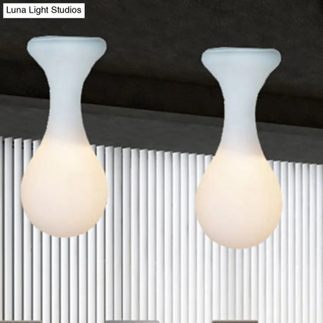 Minimalist Milk White Glass Golf Ceiling Flushmount For Corridor Lighting