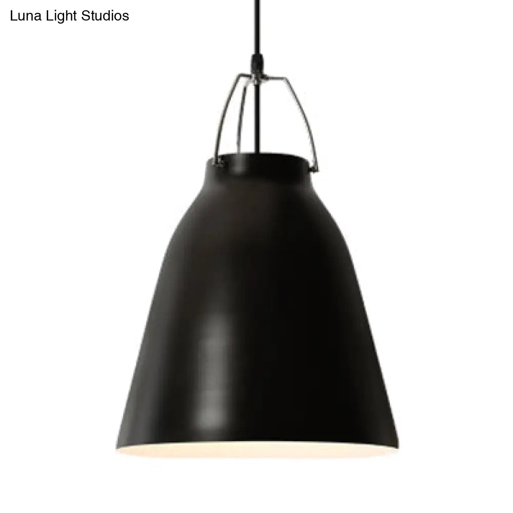 Minimalist Monochrome Pendant Light: Stylish 8/16 Inch Wide Aluminum Hanging Light With Bucket