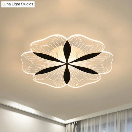 Minimalist Nordic Led Ceiling Flush Mount In Black White/Warm Light - Flower - Inspired Design