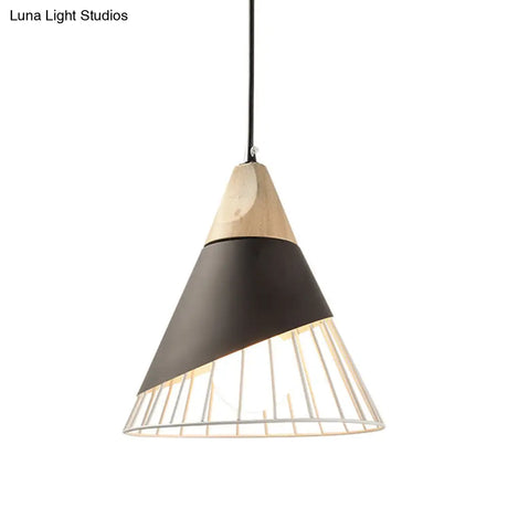 Minimalist Nordic Macaroon Hanging Light With Solid Wood Shade For Bedroom