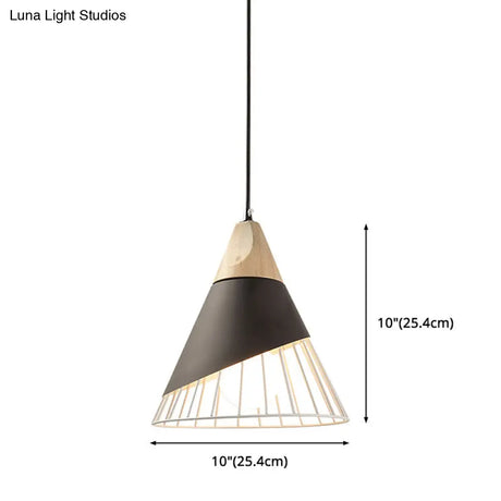 Minimalist Nordic Macaroon Hanging Light With Solid Wood Shade For Bedroom
