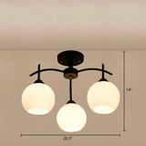 Minimalist Opal Glass Flush Light In Black For Living Room Ceiling 3 /