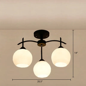 Minimalist Opal Glass Flush Light In Black For Living Room Ceiling 3 /