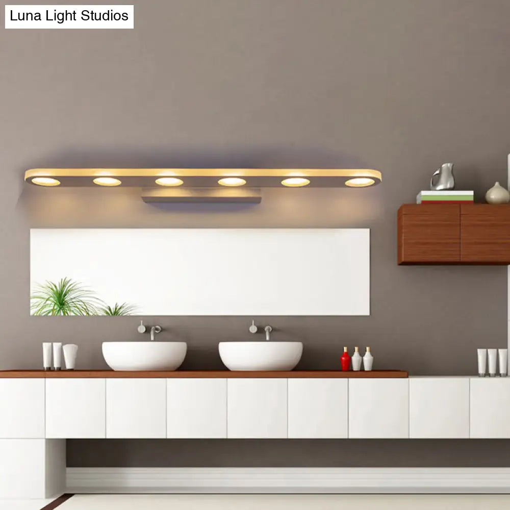 Minimalist Oval Acrylic Vanity Light With 4/6 Bulbs In Warm/White - 15/23 Length And White Finish