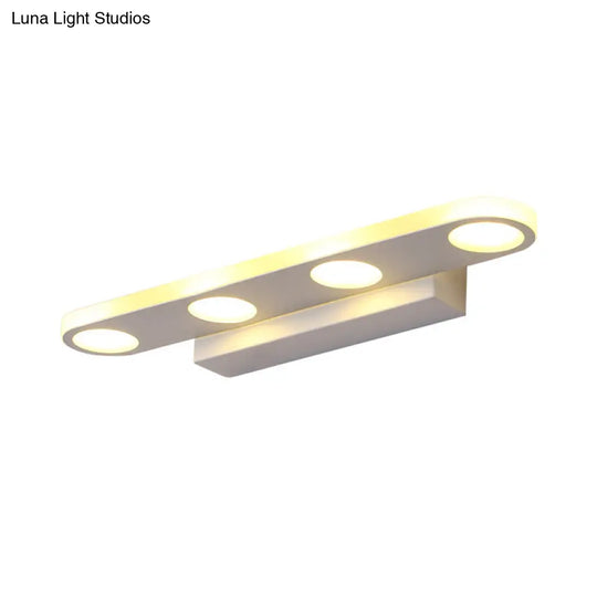 Minimalist Oval Acrylic Vanity Light With 4/6 Bulbs In Warm/White - 15/23 Length And White Finish