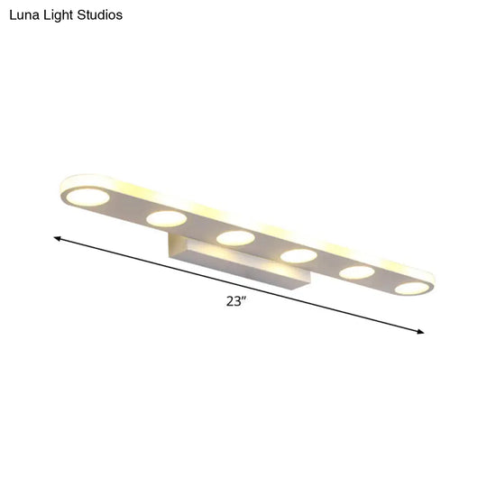 Minimalist Oval Acrylic Vanity Light With 4/6 Bulbs In Warm/White - 15/23 Length And White Finish