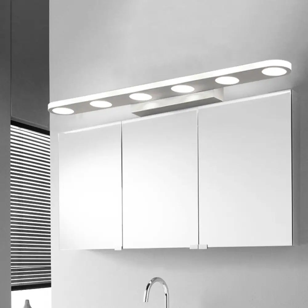 Minimalist Oval Acrylic Vanity Light With 4/6 Bulbs In Warm/White - 15/23 Length And White Finish /