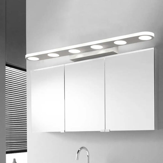 Minimalist Oval Acrylic Vanity Light With 4/6 Bulbs In Warm/White - 15/23 Length And White Finish /