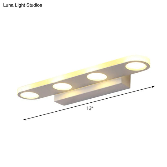 Minimalist Oval Acrylic Vanity Light With 4/6 Bulbs In Warm/White - 15/23 Length And White Finish