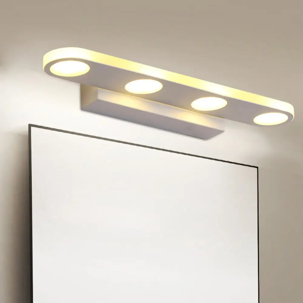 Minimalist Oval Acrylic Vanity Light With 4/6 Bulbs In Warm/White - 15/23 Length And White Finish /