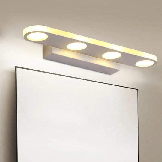 Minimalist Oval Acrylic Vanity Light With 4/6 Bulbs In Warm/White - 15/23 Length And White Finish /