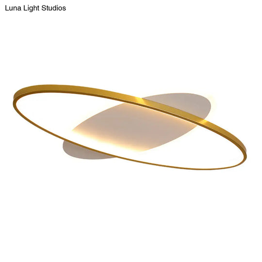 Minimalist Oval Gold Flush Mount Led Ceiling Light Fixture